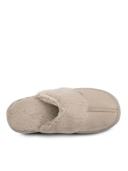 Totes Brown Ladies Velour Winter Mule Slippers - Image 5 of 5