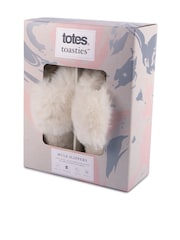Totes Cream Ladies Sparkle Faux Fur Mule Slippers - Image 2 of 5