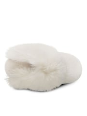 Totes Cream Ladies Sparkle Faux Fur Mule Slippers - Image 5 of 5