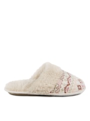 Totes Cream Ladies Knit Mule Slippers - Image 3 of 5