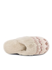 Totes Cream Ladies Knit Mule Slippers - Image 5 of 5