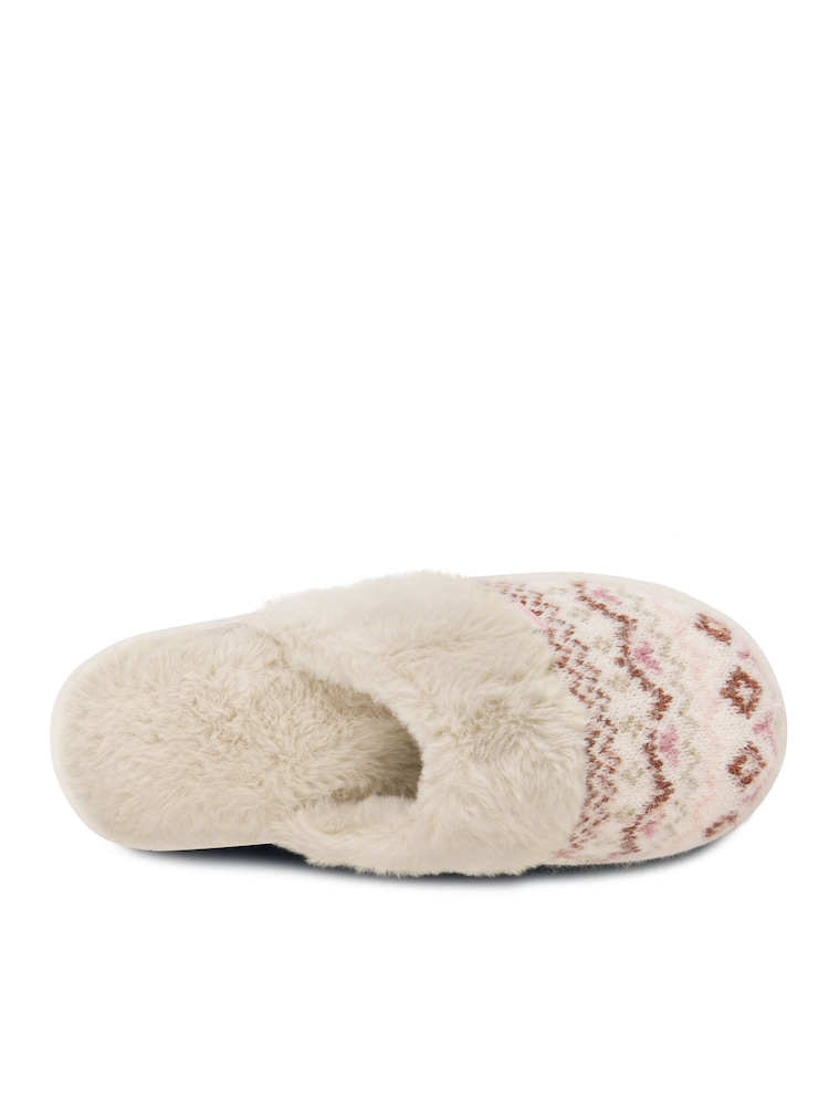 Totes Cream Ladies Knit Mule Slippers - Image 5 of 5