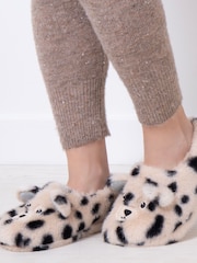 Totes Cream Ladies Novelty Dalmatian Slippers - Image 1 of 5