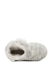 Totes Grey Ladies Knitted Boot Slippers with Pom Pom - Image 4 of 8