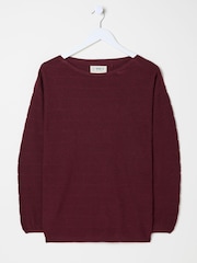 FatFace Dark Red Lauren 100% Cotton Jumper - Image 1 of 1