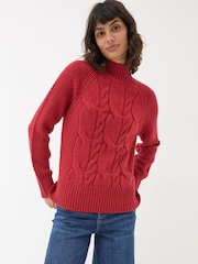 FatFace Red Cali Cable Jumper - Image 1 of 6