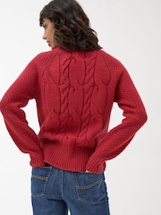 FatFace Red Cali Cable Jumper - Image 2 of 6