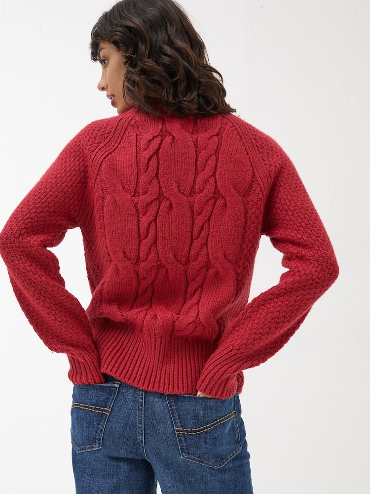 FatFace Red Cali Cable Jumper - Image 2 of 6