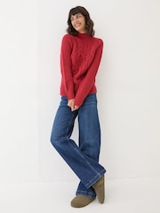 FatFace Red Cali Cable Jumper - Image 3 of 6