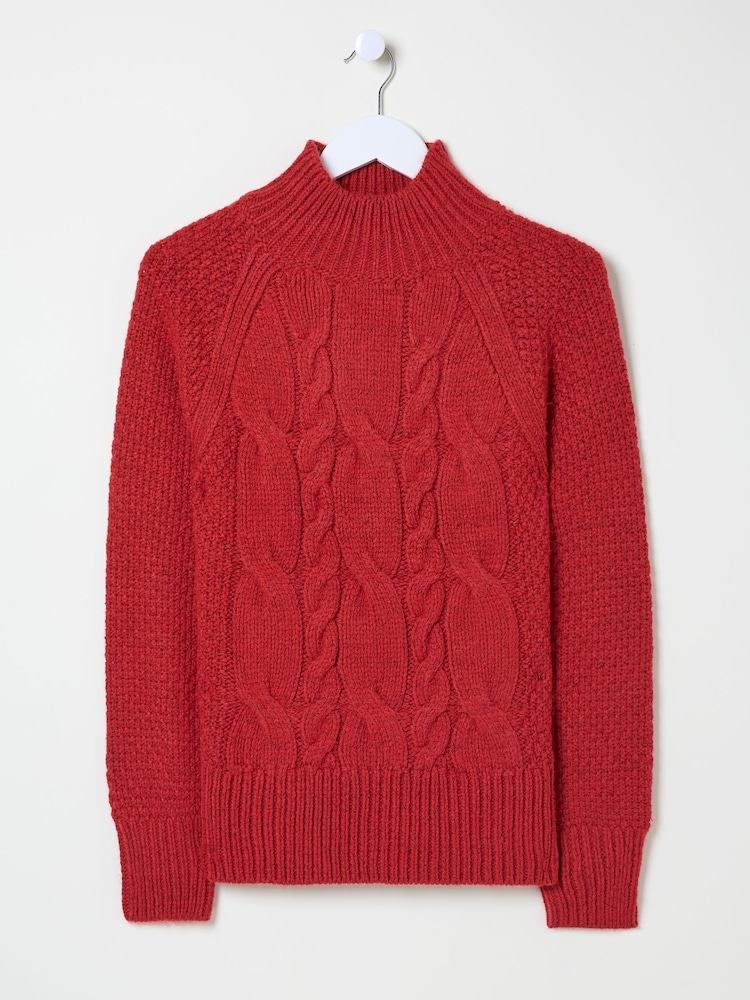 FatFace Red Cali Cable Jumper - Image 6 of 6