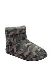 Dunlop Green Mens Faux Fur Lined Boot Slippers - Image 1 of 4