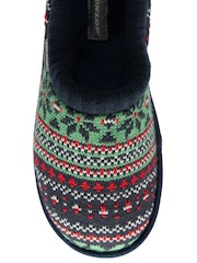 Dunlop Green Mens Fairisle Pattern Warm Lined Slipper Mules - Image 4 of 4
