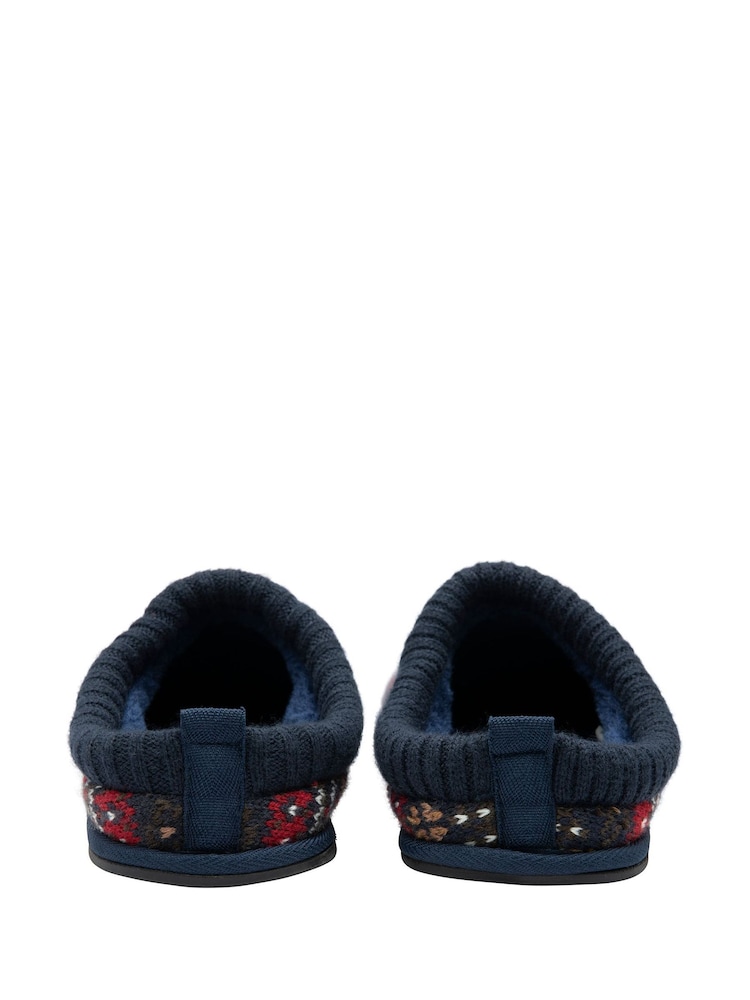 Dunlop Red Mens Fairisle Pattern Warm Lined Slipper Mules - Image 3 of 4