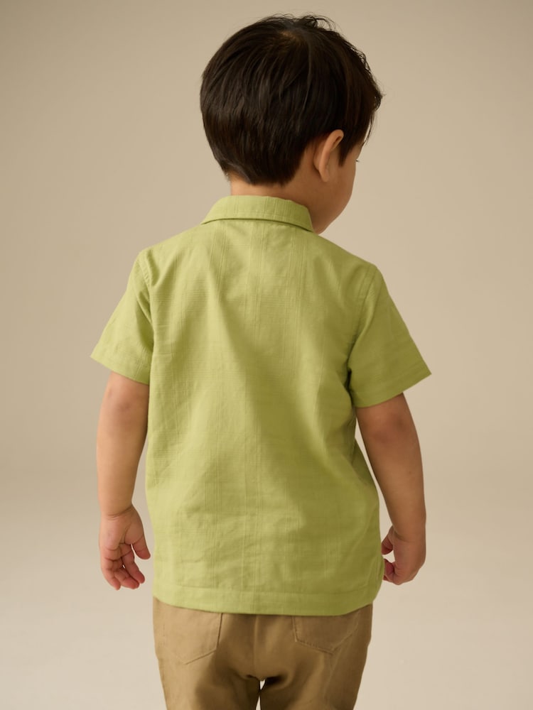 Khaki Dino Embroidered Short Sleeves Embroidered Shirt (3mths-7yrs) - Image 2 of 8