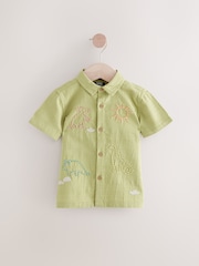 Khaki Dino Embroidered Short Sleeves Embroidered Shirt (3mths-7yrs) - Image 5 of 8