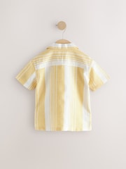 Yellow Stripe Short Sleeves Revere Collar Linen Blend Stripe Shirt (3mths-7yrs) - Image 6 of 8
