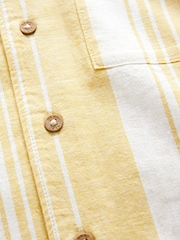 Yellow Stripe Short Sleeves Revere Collar Linen Blend Stripe Shirt (3mths-7yrs) - Image 8 of 8
