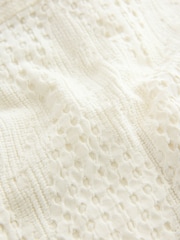 Ecru Texture Plain Revere Collar Short Sleeve Texture Shirt And Shorts Set (3mths-7yrs) - Image 8 of 9