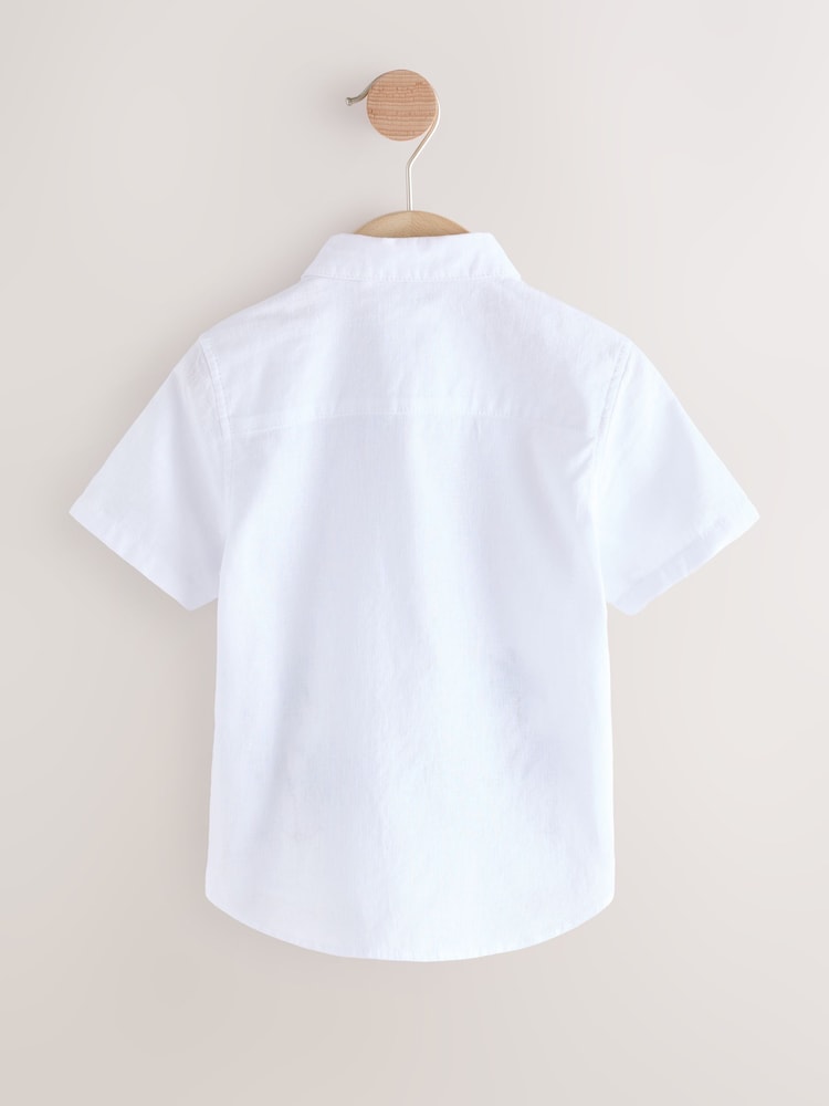 White Palm Tree Short Sleeve Embroidered 100% Cotton Shirt (3mths-7yrs) - Image 6 of 8