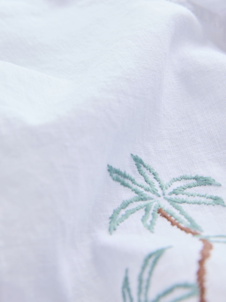 White Palm Tree Short Sleeve Embroidered 100% Cotton Shirt (3mths-7yrs) - Image 7 of 8