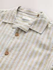 Green/Grey Short Sleeve Linen Blend Stripe Shirt and Shorts Set (3mths-7yrs) - Image 7 of 8