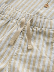 Green/Grey Short Sleeve Linen Blend Stripe Shirt and Shorts Set (3mths-7yrs) - Image 8 of 8