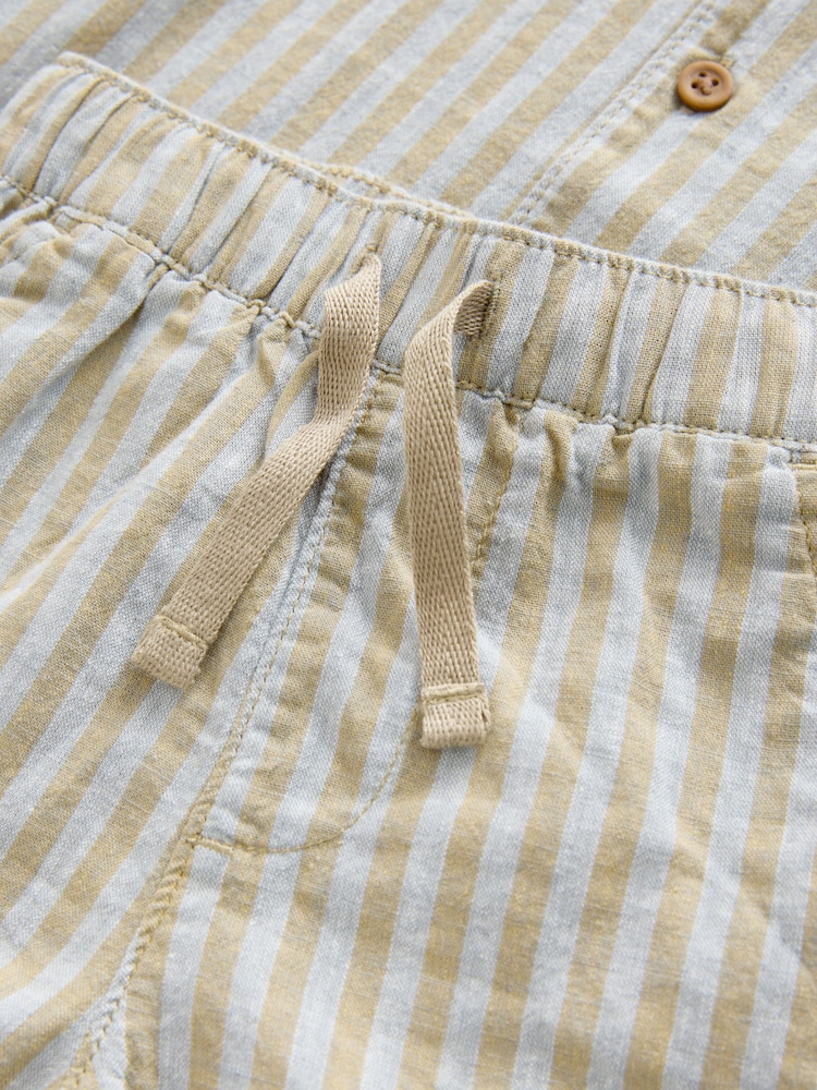 Green/Grey Short Sleeve Linen Blend Stripe Shirt and Shorts Set (3mths-7yrs) - Image 8 of 8