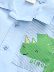 Light Blue 100% Cotton Short Sleeves Animal Hotchpotch Printed Shirt (3mths-7yrs) - Image 3 of 4
