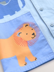 Light Blue 100% Cotton Short Sleeves Animal Hotchpotch Printed Shirt (3mths-7yrs) - Image 4 of 4
