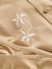 Tan Brown Texture Palm Revere Collar Short Sleeve Texture Shirt And Shorts Set (3mths-7yrs) - Image 9 of 9