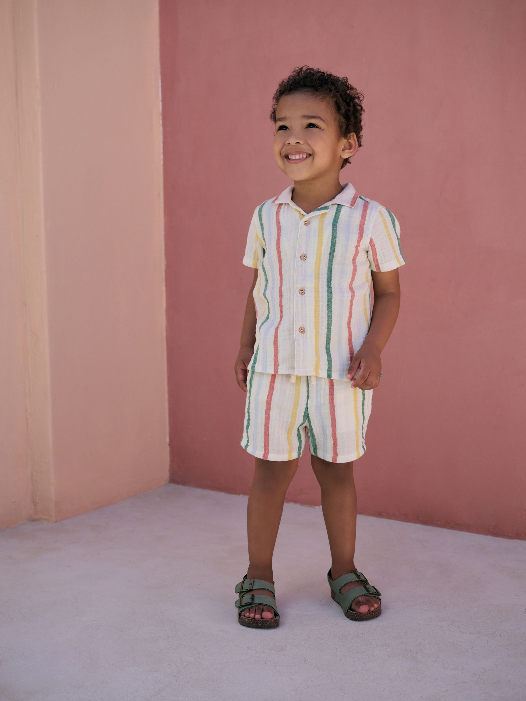 Rapife 4151 Pink Stripe Frilled Tee-Shirt and Shorts Set In Stock Now main image 1