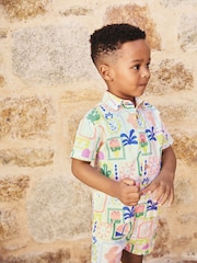Holiday AOP Short Sleeves Printed Shirt and Shorts Set (3mths-7yrs) - Image 1 of 8
