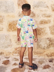 Holiday AOP Short Sleeves Printed Shirt and Shorts Set (3mths-7yrs) - Image 3 of 8