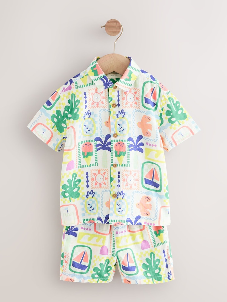Holiday AOP Short Sleeves Printed Shirt and Shorts Set (3mths-7yrs) - Image 4 of 8