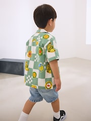 Green Checkerboard 2PC set Short Sleeves Revere Collar Checkerboard Shirt & T-Shirts Set (3mths-7yrs) - Image 3 of 4