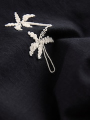 Black Palm Tree Embroidery - Revere Collar Short Sleeve Texture Shirt And Shorts Set (3mths-7yrs) - Image 8 of 9