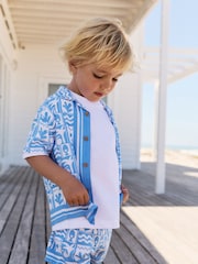 Blue Tile AOP Short Sleeves Printed Shirt and Shorts Set (3mths-7yrs) - Image 2 of 8