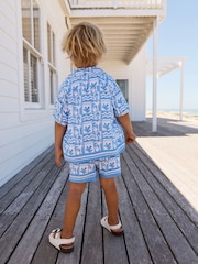 Blue Tile AOP Short Sleeves Printed Shirt and Shorts Set (3mths-7yrs) - Image 3 of 8