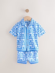 Blue Tile AOP Short Sleeves Printed Shirt and Shorts Set (3mths-7yrs) - Image 5 of 8