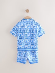 Blue Tile AOP Short Sleeves Printed Shirt and Shorts Set (3mths-7yrs) - Image 6 of 8