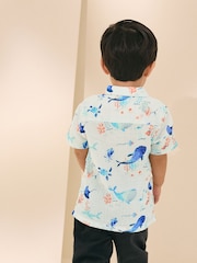 Blue Whale Print Short Sleeves All Over Print Textured Shirt (3mths-7yrs) - Image 2 of 8