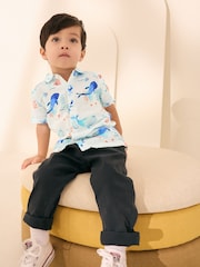 Blue Whale Print Short Sleeves All Over Print Textured Shirt (3mths-7yrs) - Image 4 of 8