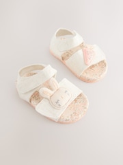 Neutral Applique Bunny Baby Sandals (0-24mths) - Image 1 of 5