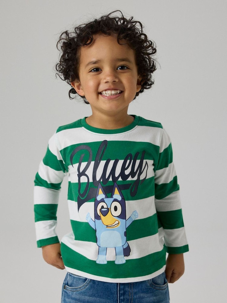 Name It Green Bluey Striped Long sleeve Top - Image 1 of 3 Name It Green Bluey Striped Long sleeve Top - Image 1 of 3