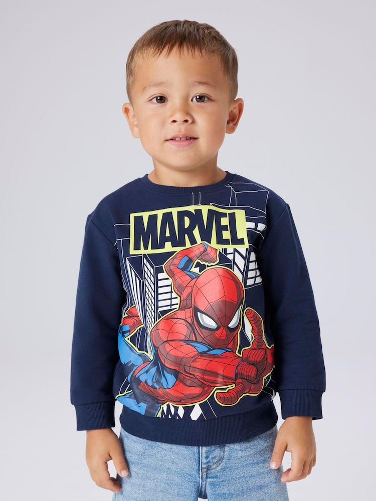 Name It Blue Spiderman Cotton Sweatshirt - Image 1 of 4