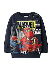 Name It Blue Spiderman Cotton Sweatshirt - Image 2 of 4
