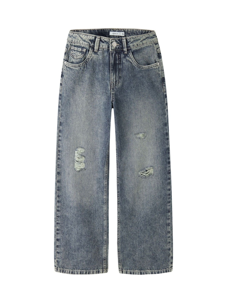 Name It Medium Blue Denim Wide Leg Jeans - Image 1 of 4