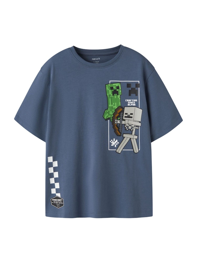 Name It Blue Minecraft Short Sleeve T-Shirt - Image 2 of 3 Name It Blue Minecraft Short Sleeve T-Shirt - Image 2 of 3