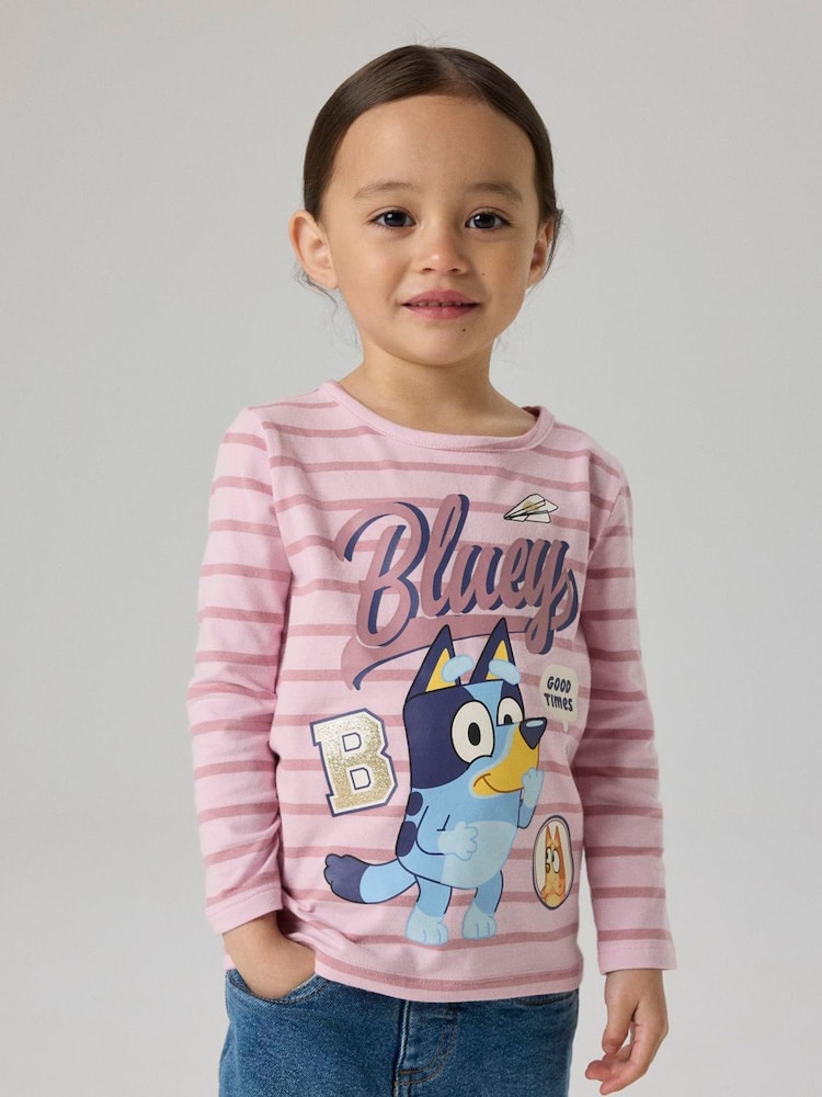 Name It Pink Bluey Long Sleeve Striped T-Shirt - Image 1 of 3 Name It Pink Bluey Long Sleeve Striped T-Shirt - Image 1 of 3