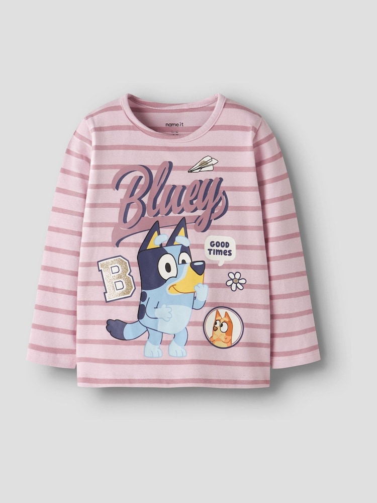 Name It Pink Bluey Long Sleeve Striped T-Shirt - Image 2 of 3 Name It Pink Bluey Long Sleeve Striped T-Shirt - Image 2 of 3
